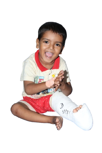 Happy child needing support