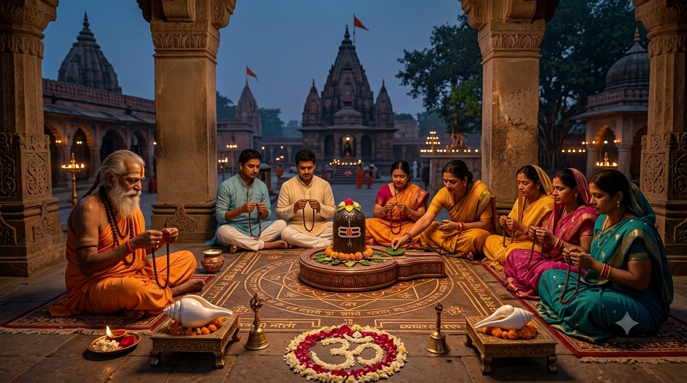 মহামৃত্যুঞ্জয় মন্ত্রের জপ 1,008 বার।